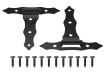 Black decorative heavy-duty strap gate hinges with mounting screws set