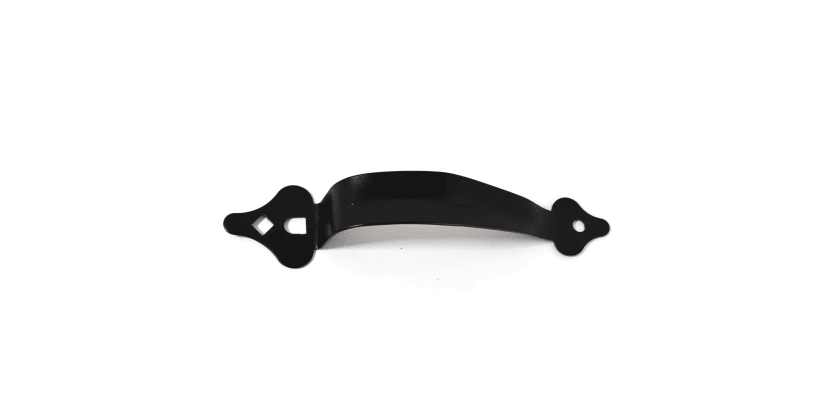 Black heavy-duty universal gate handle with decorative mounting ends