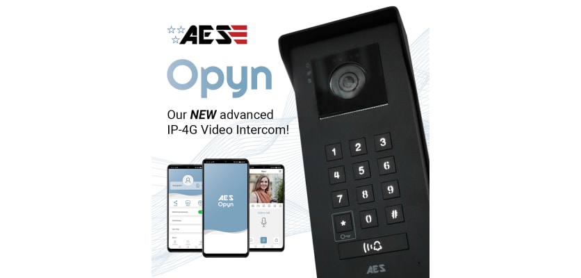 AES Opyn IP-4G video intercom system with smartphone app control for remote gate access and video calls