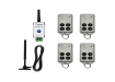 AES Long Range Remote Fob Kit with E-Trans50 receiver, antenna, and four wireless gate remote transmitters