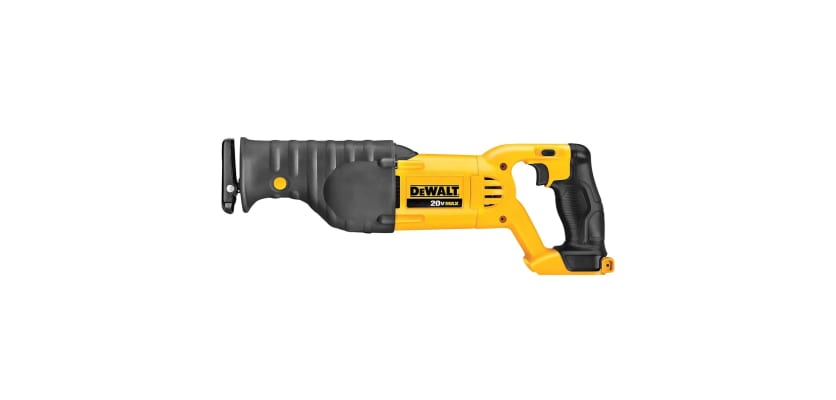 DeWalt 20V MAX cordless reciprocating saw – yellow and black demolition saw side profile product view
