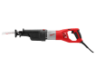 Milwaukee Super Sawzall reciprocating saw – corded red and black demolition saw with long body side profile product view