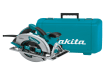 Makita 15 amp 7-1/4 in magnesium circular saw – corded teal construction saw with blade guard and carry case angled product view