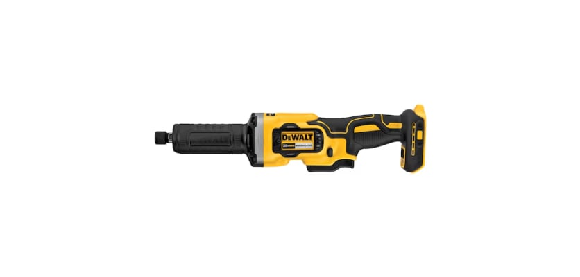 DeWalt 20V MAX 3 in cordless cut-off tool – yellow and black brushless rotary grinder side profile product view