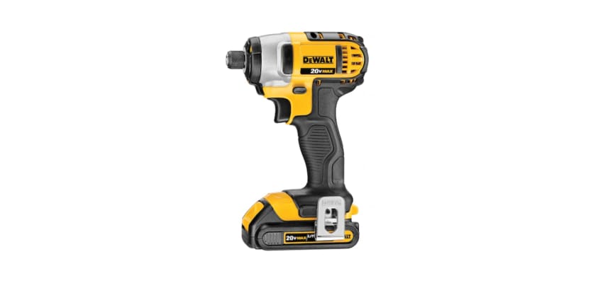 DeWalt 20V MAX cordless impact driver – yellow and black compact power driver side product view