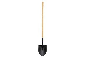 Round Point Shovel With Long Wood Handle