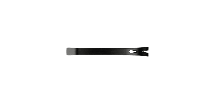 A matte black 7.5-inch flat trim pry bar featuring a notched nail puller.