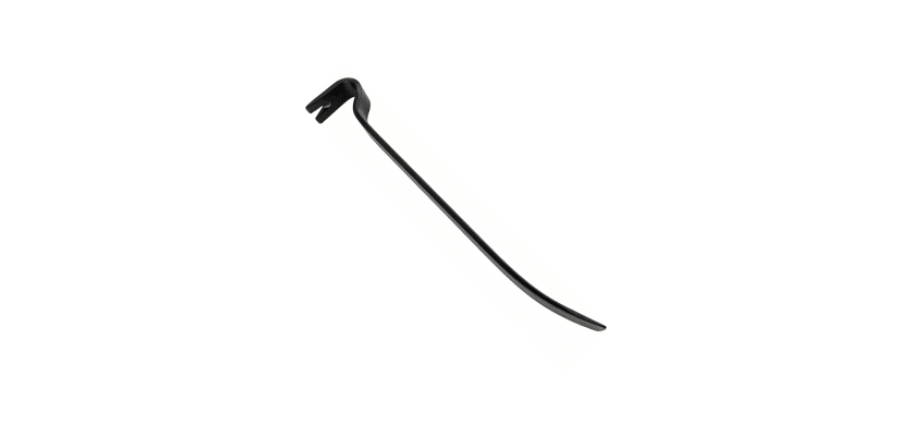 Gemini said Here is a unique, descriptive alt tag for the image based on your provided best practices:  Black 7.5-inch flat trim pry bar with a curved claw and thin prying end.