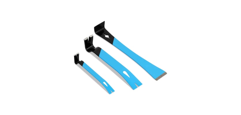 Ox Pro 3-piece handy bar set featuring assorted sizes of steel pry bars.