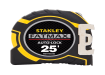 Stanley FatMax 25-foot auto-lock tape measure in black and yellow housing.
