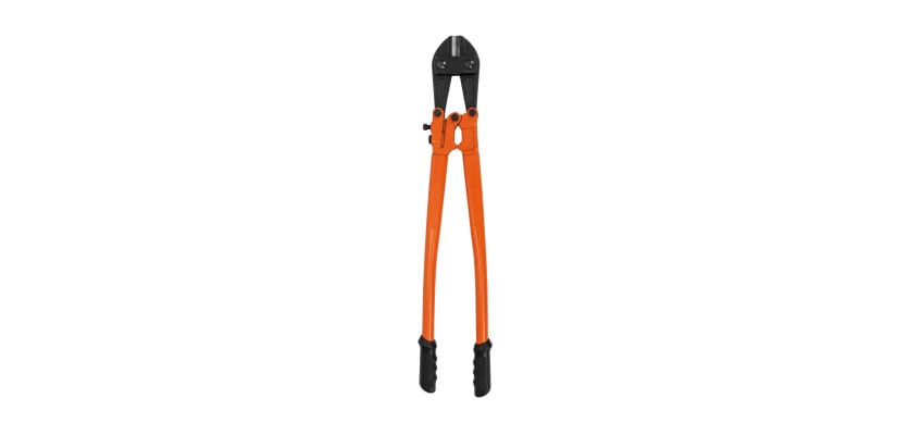 30-inch orange chrome vanadium bolt cutters with black handles and hardened steel jaws.