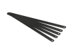 Five-pack of 12-inch high carbon steel hacksaw blades with 18 TPI on a white background.