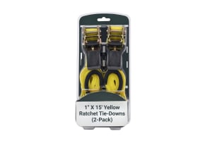 1" X 15' Yellow Ratchet Tie-Downs (2-Pack) 