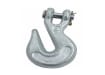 A forged steel 5/16 inch grade 43 clevis grab hook with a pin and cotter.