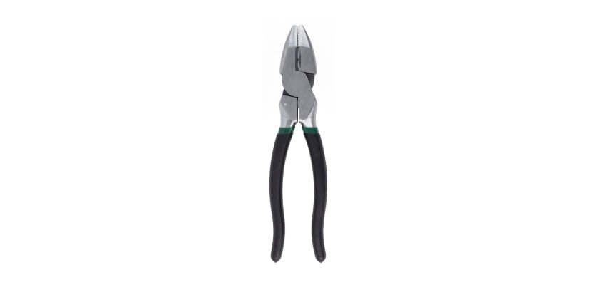 9.5 inch side cutting pliers on retail display card with green-accented handles.