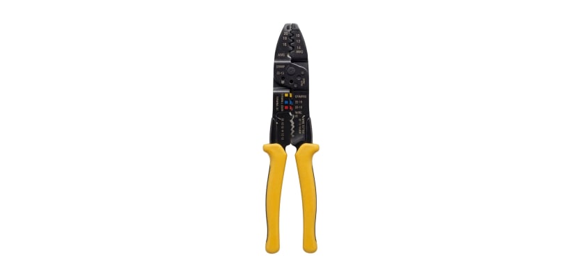 A 9.75-inch heavy-duty multi-function wire stripper and crimping tool.