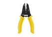 Professional wire stripper and cutter with yellow handles on white background.