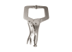 11-inch locking C-clamp pliers with a brushed steel finish on a white background.