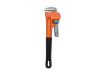 18-inch heavy duty straight pipe wrench with an orange body and black dipped handle.