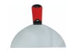 A 6-inch stainless steel scraper with a red and black soft-grip handle on a white background.