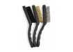 3-piece 9" jumbo wire brush set featuring black, brass, and steel bristles.