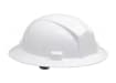 Gemini said A white full-brim safety helmet with a glossy finish and a protective wide rim.
