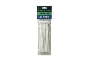 36" White Cable Ties (20-Pack)