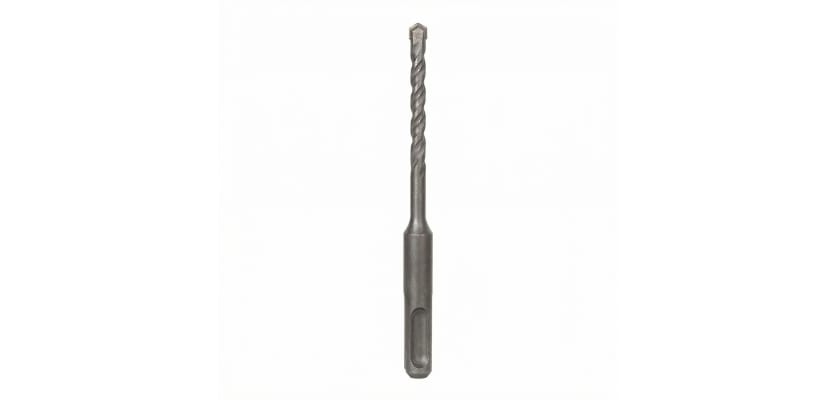 3/16-inch heavy duty 4-cutter hammer drill bit with an SDS plus shank on white background.