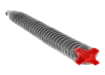 A threaded gray masonry drill bit with a red four-cutter carbide tip on a white background.