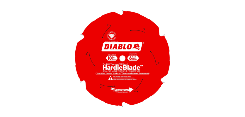  Gemini said Diablo 10-inch 6-tooth PCD HardieBlade for cutting fiber cement products.