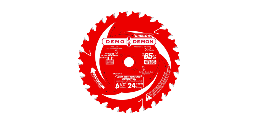 Diablo 6-1/2 inch 24-tooth Demo Demon circular saw blade for framing and demolition.