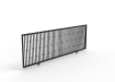 Black sliding driveway gate with flat top and ornamental knuckle detail.