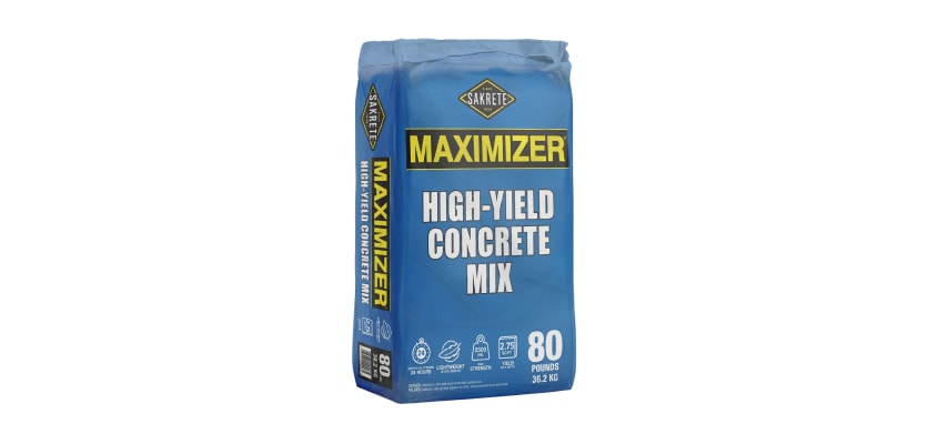 Sakrete Maximizer Concrete 80lb bag on a construction site