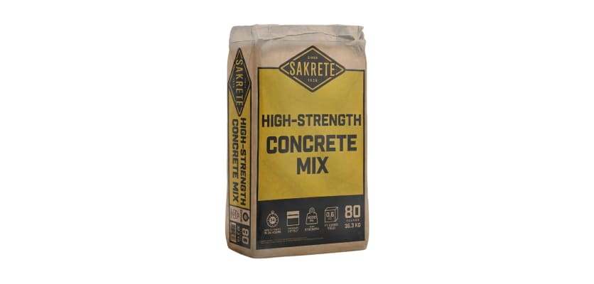 Standard 80lb bag of Sakrete Concrete Mix for residential construction projects