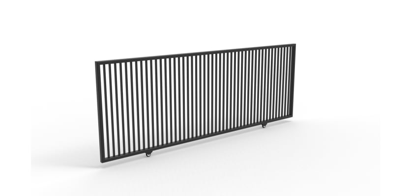5-foot black flat top sliding gate with vertical bars