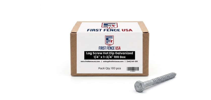 100 count box of 1/4 inch by 1-3/4 inch hot-dip galvanized lag screws.