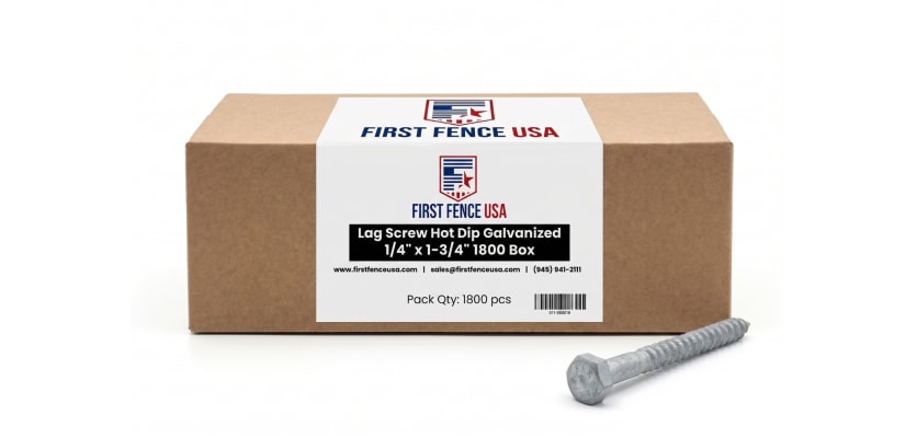 Bulk 1,800 count box of 1/4 inch by 1-3/4 inch galvanized lag screws.