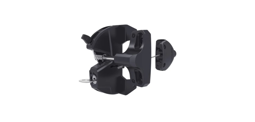 D&D LokkLatch Regular S3 black polymer keyed gate latch for privacy fences.