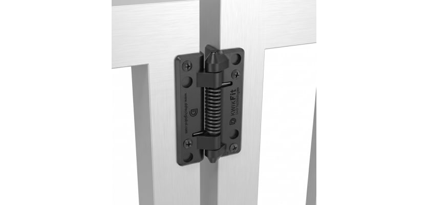 D&D KwikFit Self-Closing Hinge in black polymer