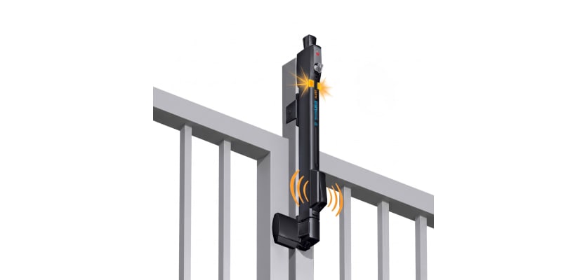 D&D MagnaLatch S3 Alert Top Pull magnetic gate latch with flashing LED alarm.
