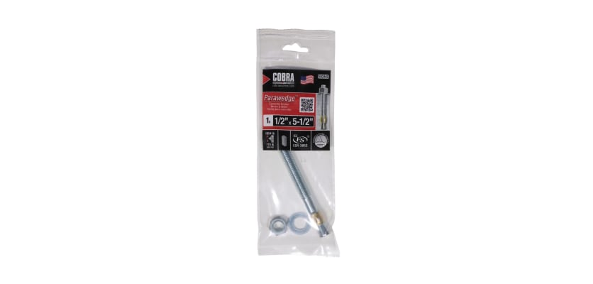 Single ultra long one half inch by five and a half inch Cobra Parawedge anchor