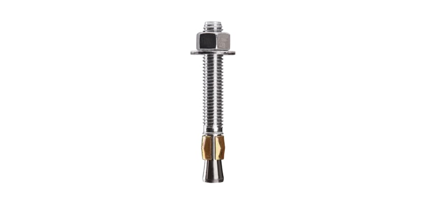 Single heavy duty masonry fastener with an extended shaft and zinc protective plating