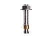 Single heavy duty masonry fastener with an extended shaft and zinc protective plating