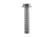 Self tapping heavy duty concrete fastener with specialized serrated cutting threads and hex washer head