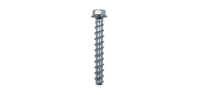 Industrial masonry screw anchor for deep anchoring of steel fence flanges to concrete slabs