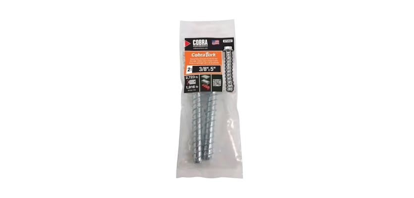 Ten piece contractor box of three eighth inch by four inch Cobra Tork concrete screw anchors